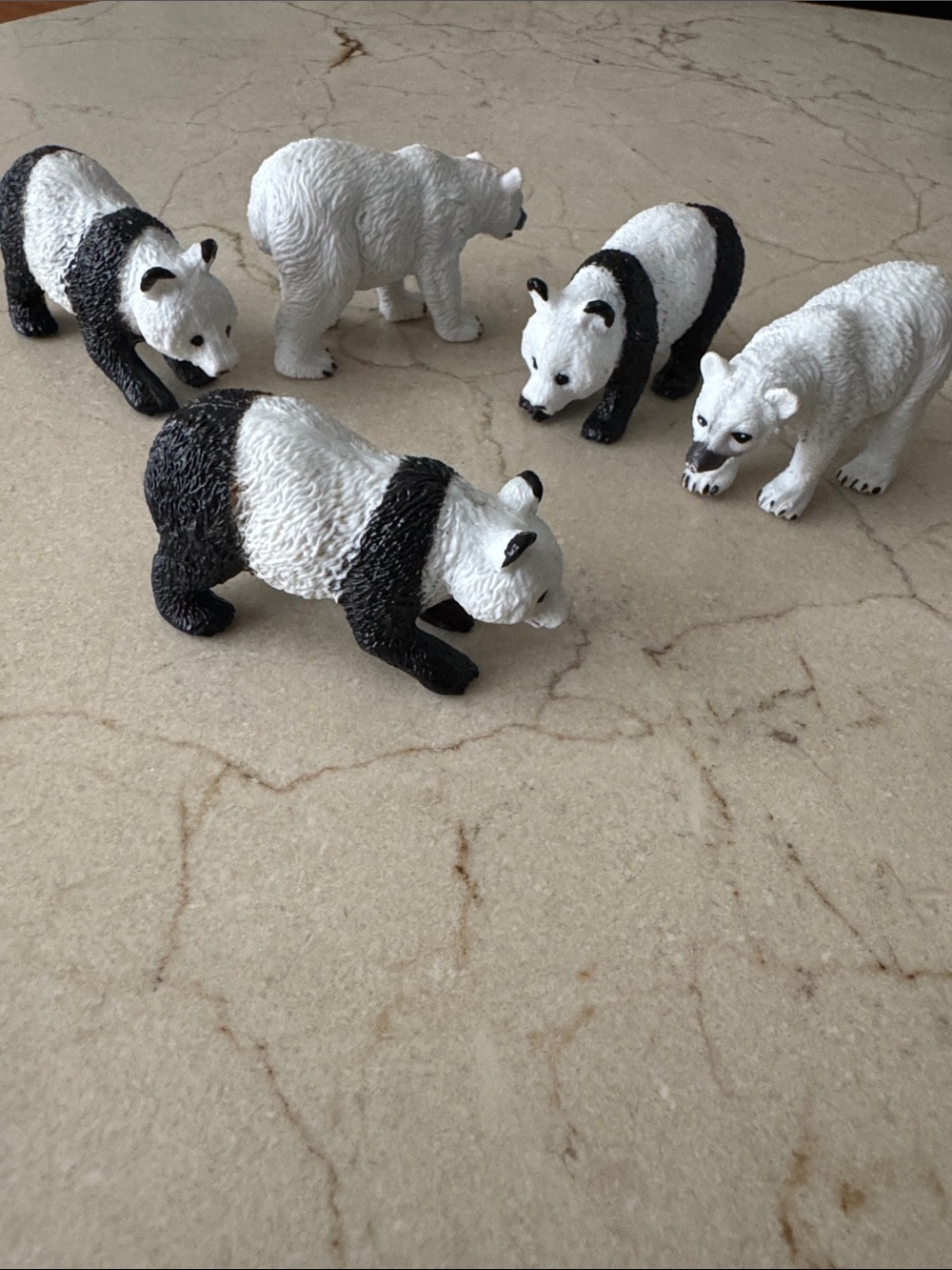 Set of 5 Wild Animal Figurine Toys: 3 Panda and 2 Polar Bear 🐻‍❄️